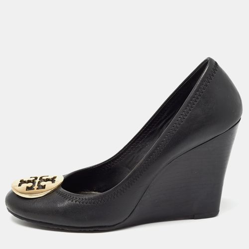 Tory Burch Black Leather Sally Wedge Pumps Size 37.5 - Tory Burch - Modalova