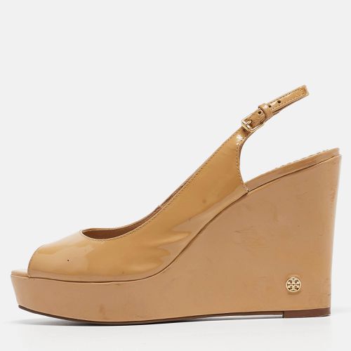 Tory Burch Beige Patent Leather Slingback Wedge Sandals Size 38.5 - Tory Burch - Modalova