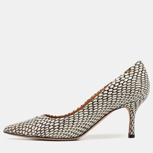 Tory Burch White/Black Snakeskin Embossed Leather Penelope Pumps Size 35.5 - Tory Burch - Modalova