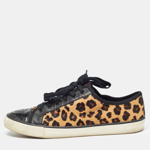 Tory Burch Brown/Black Animal Print Calf Hair and Leather Low Top Sneakers Size 40.5 - Tory Burch - Modalova