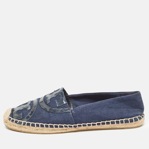 Tory Burch Navy Blue Canvas and Patent Poppy Espadrilles Flats Size 38.5 - Tory Burch - Modalova