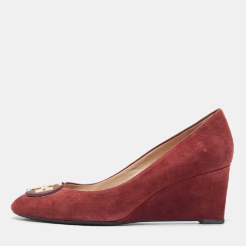 Tory Burch Burgundy Suede Luna Wedge Pumps Size 37 - Tory Burch - Modalova