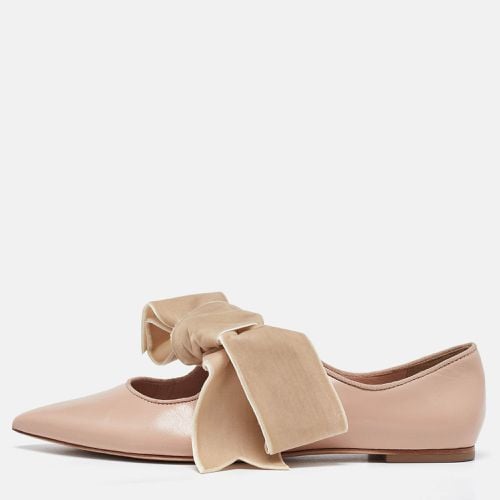 Tory Burch Pink/Beige Leather and Velvet Clara Pointed Toe Ballet Flats Size 39.5 - Tory Burch - Modalova