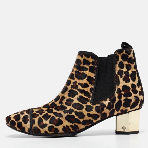 Tory Burch Brown/Beige Leopard Print Calf Hair Ankle Boots Size 38.5 - Tory Burch - Modalova