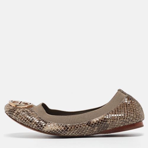 Tory Burch Green/Grey Embossed Snakeskin Leather Caroline Ballet Flats Size 36 - Tory Burch - Modalova