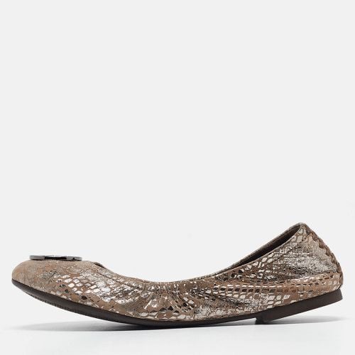 Tory Burch Metallic Brown Textured Suede Heidi Scrunch Ballet Flats Size 36 - Tory Burch - Modalova