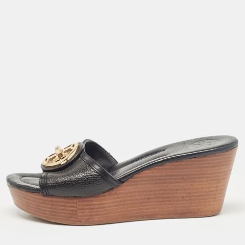 Tory Burch Black Leather Wedge Sandals Size 38 - Tory Burch - Modalova