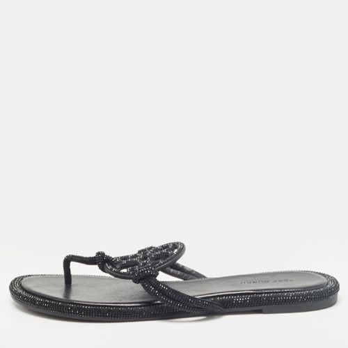 Tory Burch Black Leather Crystals Knotted Miller Thong Flats Size 38.5 - Tory Burch - Modalova