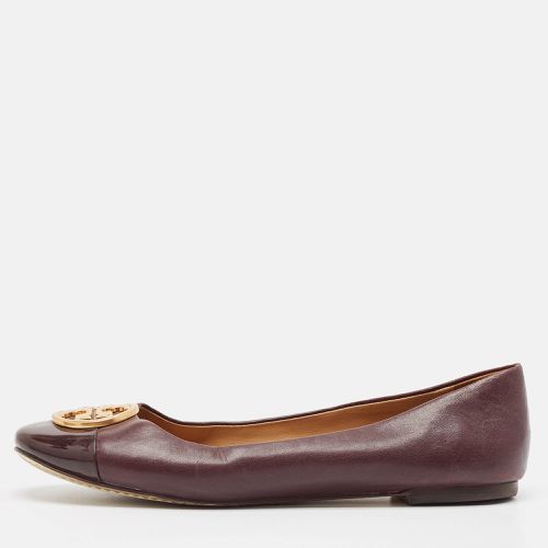 Tory Burch Burgundy Leather and Patent Cap Toe Chelsea Ballet Flats Size 40 - Tory Burch - Modalova