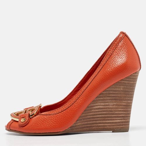 Tory Burch Orange Leather Wedge Sandals Size 37 - Tory Burch - Modalova