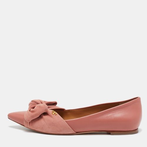 Tory Burch Pink Leather and Suede Knotted Bow Ballet Flats Size 37.5 - Tory Burch - Modalova