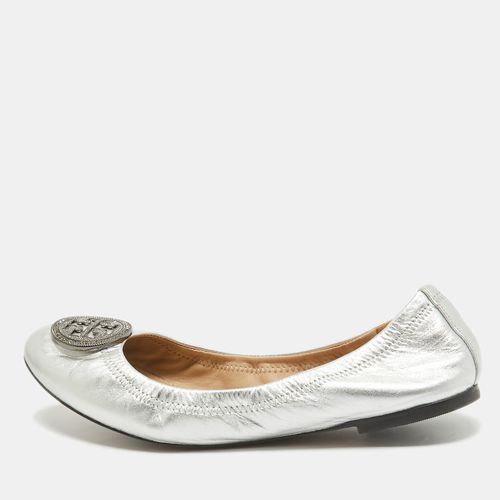 Tory Burch Silver Leather Reva Crystals Ballet Flats Size 37.5 - Tory Burch - Modalova