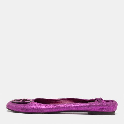 Metallic Leather Reva Scrunch Ballet Flats Size 41 - Tory Burch - Modalova