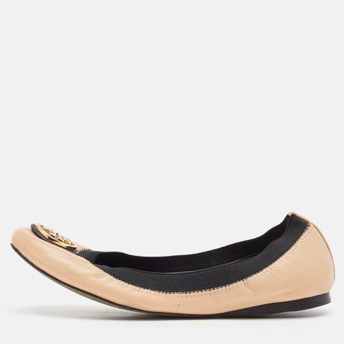 Tory Burch Beige/Black Leather Scrunch Ballet Flats Size 38 - Tory Burch - Modalova