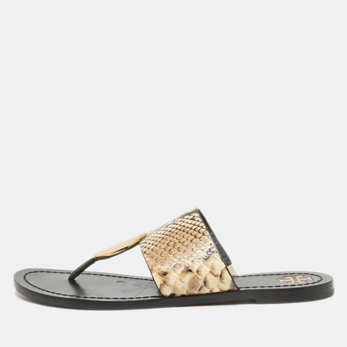 Tory Burch Brown Python Embossed Leather Flat Sandals 39 - Tory Burch - Modalova