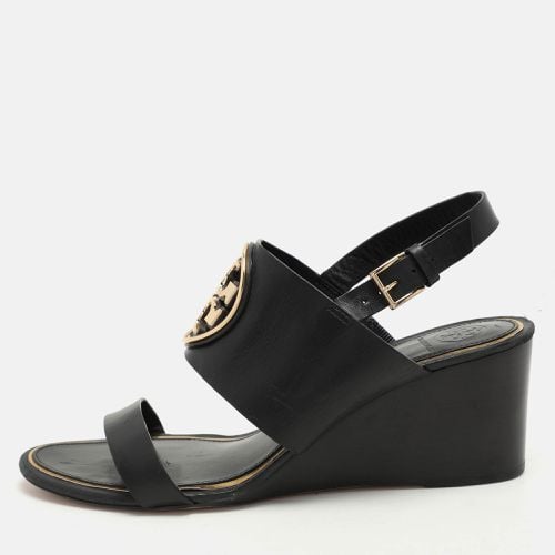 Tory Burch Black Leather Metal Miller Slingback Wedge Sandals Size 39 - Tory Burch - Modalova