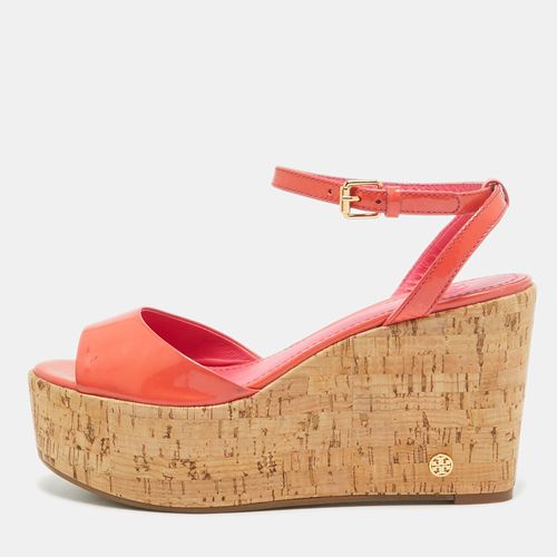 Tory Burch Orange Patent Leather Cork Platform Wedge Sandals Size 36 - Tory Burch - Modalova