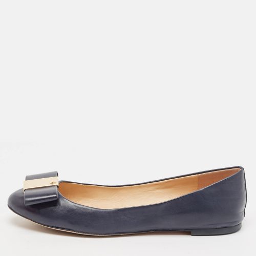 Tory Burch Navy Blue Leather Bow Chase Ballet Flats Size 40.5 - Tory Burch - Modalova