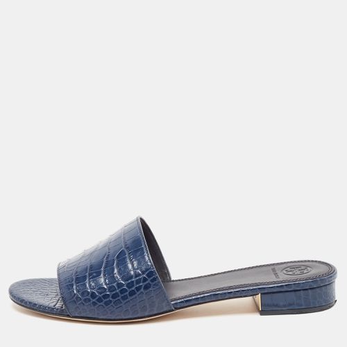 Tory Burch Blue Embossed Crocodile Martine Slides Size 39.5 - Tory Burch - Modalova