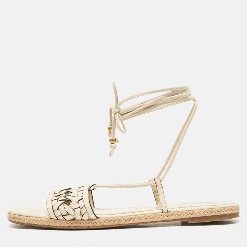 Tory Burch Cream Leather Ankle Wrap Flat Slides Size 39 - Tory Burch - Modalova