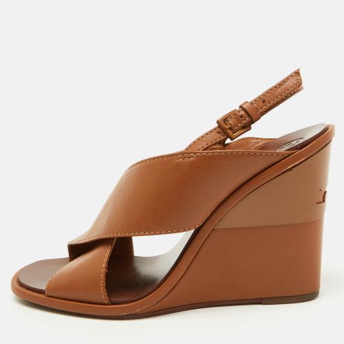 Tory Burch Brown Leather Gabriel Slingback Wedge Sandals Size 36.5 - Tory Burch - Modalova