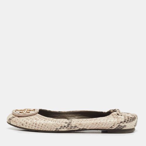 Black Python Embossed Leather Reva Scrunch Ballet Flats Size 36 - Tory Burch - Modalova