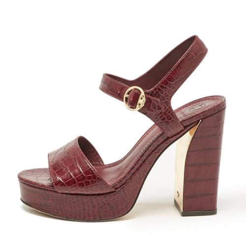 Croc Embossed Leather Martine Platform Sandals Size 41 - Tory Burch - Modalova