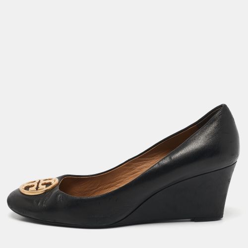 Tory Burch Black Leather Sally Wedge Pumps Size 39 - Tory Burch - Modalova