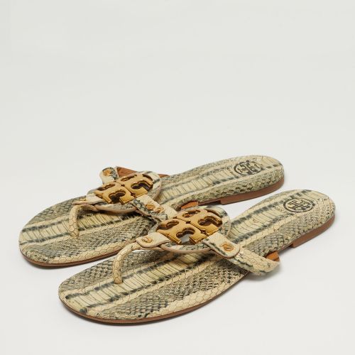 Miller Size 38.5 /Green Python Embossed Leather Thong Flats - Tory Burch - Modalova