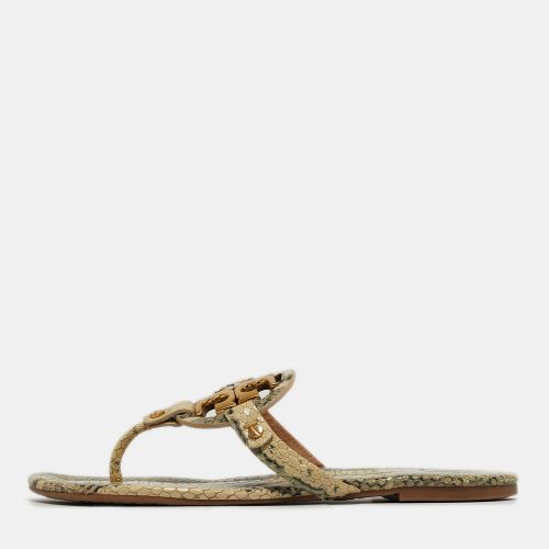 Miller Size 38.5 /Green Python Embossed Leather Thong Flats - Tory Burch - Modalova