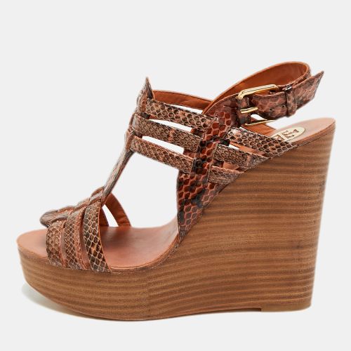 Size 37 Python Leather Wedge Sandals - Tory Burch - Modalova