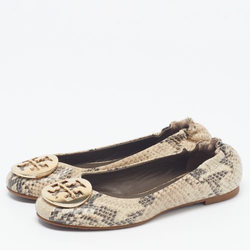 Minnie Size 35 Two Tone Python Embossed Leather Ballet Flats - Tory Burch - Modalova