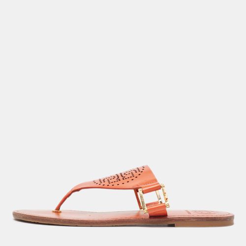 Tory Burch Orange Perforated Leather Thong Sandals Size 38.5 - Tory Burch - Modalova