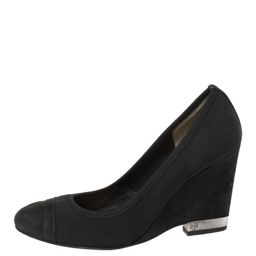 Suede Leather Cap Toe Wedge Heel Pumps Size 36.5 - Tory Burch - Modalova