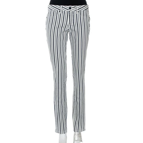 Tory Burch White & Blue Striped Denim Marlien Leggings M - Tory Burch - Modalova