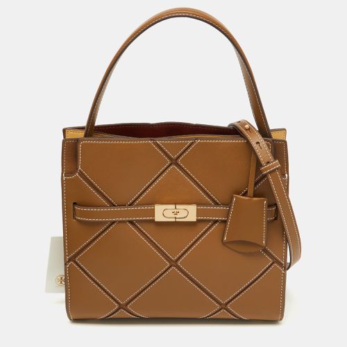 Tory Burch Brown Leather Lee Radziwill Diamond Small Double Bag - Tory Burch - Modalova