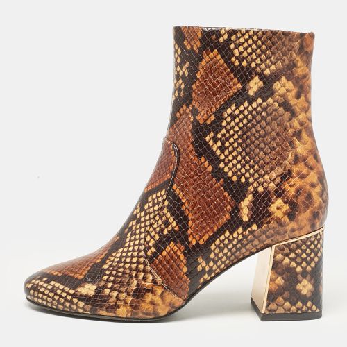 Tory Burch Brown/Black Embossed Snakeskin Gigi Ankle Boots Size 36.5 - Tory Burch - Modalova