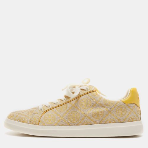 Jacquard and Leather T Monogram Lace Up Sneakers Size 40.5 - Tory Burch - Modalova