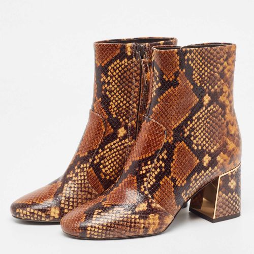 Size 37.5 Python Embossed Leather Ankle Length Boots - Tory Burch - Modalova