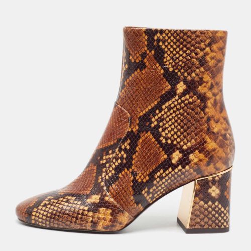 Size 37.5 Python Embossed Leather Ankle Length Boots - Tory Burch - Modalova