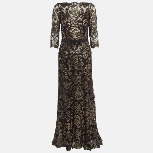 Tadashi Shoji Black/Gold Sequin Full Sleeves Maxi Dress M - Tadashi Shoji - Modalova