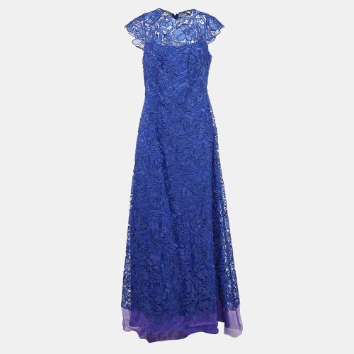 Tadashi Shoji Blue Floral Lace Gown L - Tadashi Shoji - Modalova