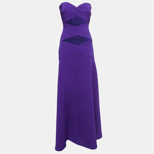 Tadashi Shoji Purple Sequin Embellished Jersey Strapless Gown L - Tadashi Shoji - Modalova