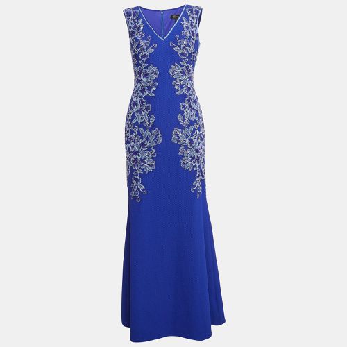 Floral Embroidery Textured Crepe Sleeveless Gown S - Tadashi Shoji - Modalova