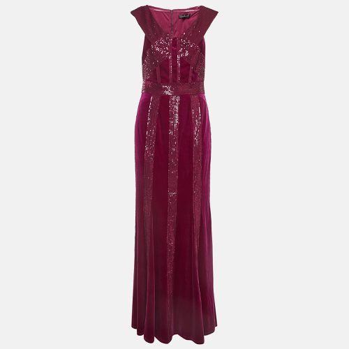 Tadashi Shoji Pink Sequin Embellished Stretch Velvet Rhea Gown M - Tadashi Shoji - Modalova