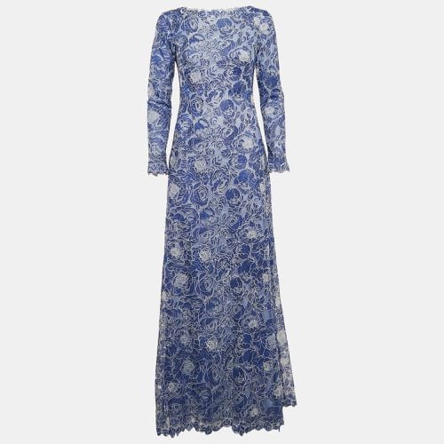 Rose Embroidered Mesh Maxi Dress S - Tadashi Shoji - Modalova