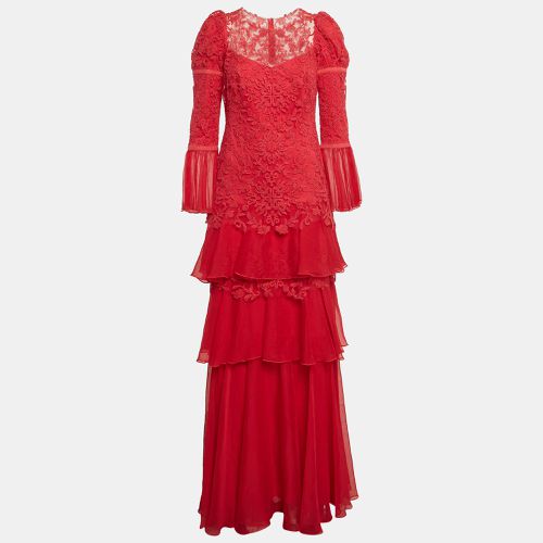 Tadashi Shoji Pink Chiffon And Lace Tiered Moreau Gown S - Tadashi Shoji - Modalova