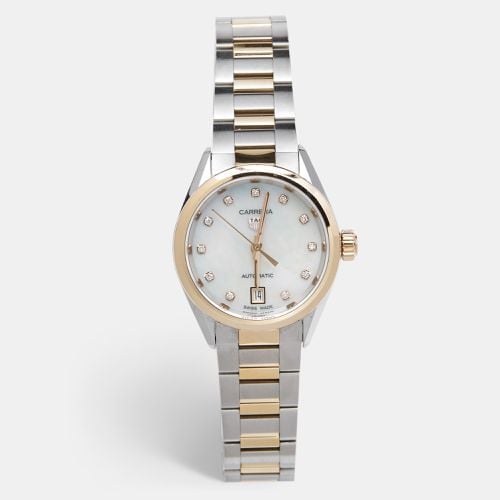 Mother Of Pearl Diamond 18K Rose Gold Stainless Steel Carrera WBN2450.BD0569 Women's Wristwatch 29 mm - Tag Heuer - Modalova