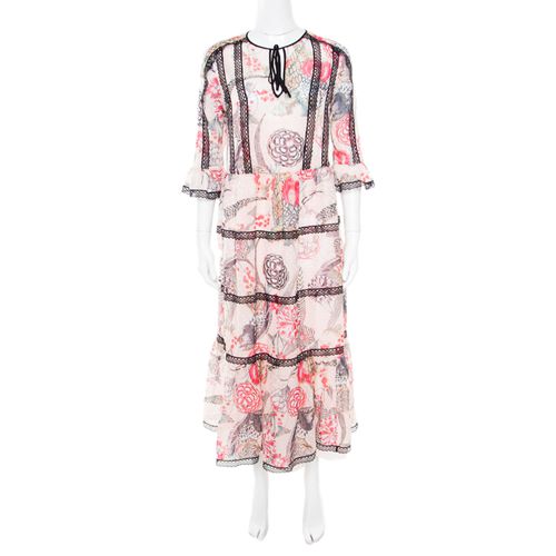 Temperley London Almond Dotted Jacquard Dobby Shire Printed Tiered Midi Dress M - Temperley - Modalova