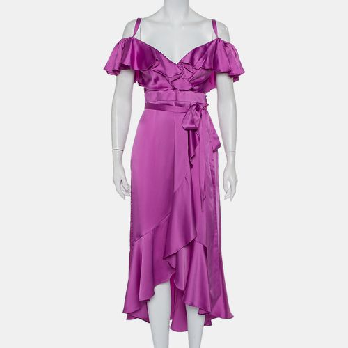 Temperley Satin Ruffled Cold Shoulder Belted Faux Wrap Midi Dress M - Temperly london - Modalova